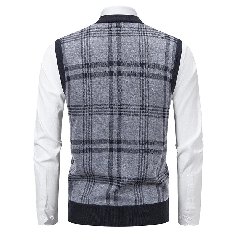 Ärmelloser Pullover mit V-Ausschnitt – Strickweste für Herren 