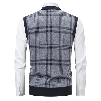 Ärmelloser Pullover mit V-Ausschnitt – Strickweste für Herren 