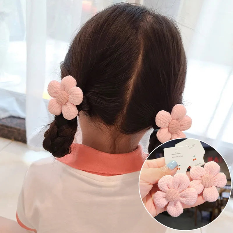 Colorful Flower Bowknot Hair Ties for Girls