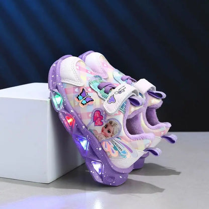 LED Non-slip Pu Leather Sneakers for Baby Girls