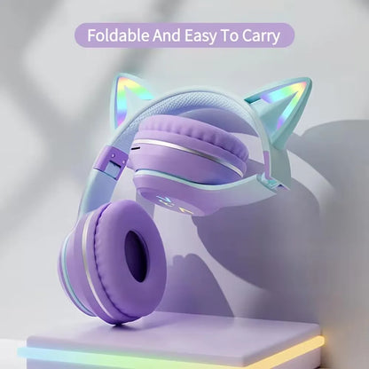 RGB Glow Cat Ear Gaming Headset  for Girls