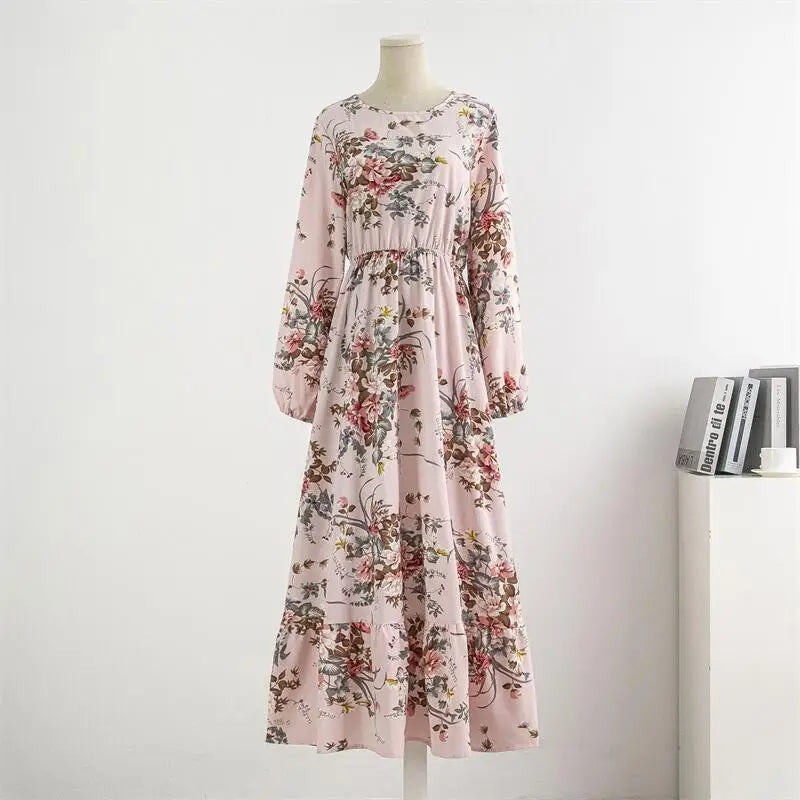 Floral Printed Muslim Maxi Dress
