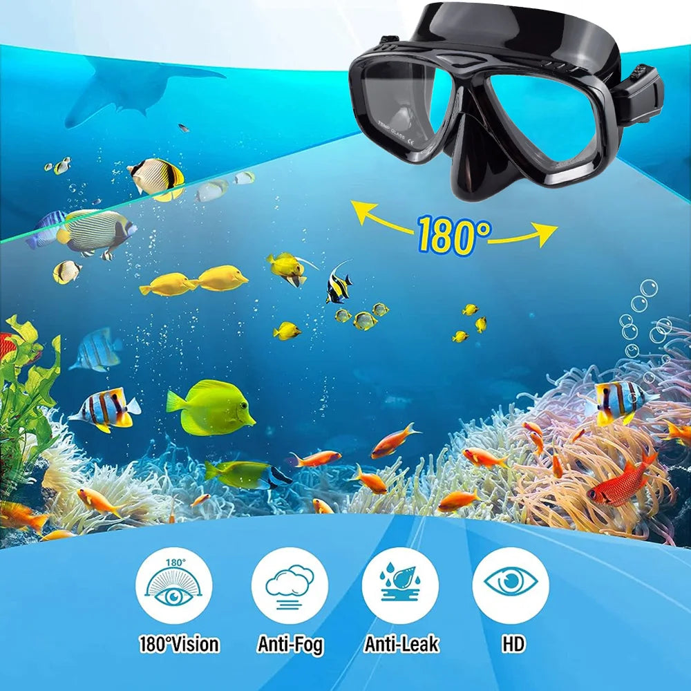 Wide View Tempered Glass Snorkel Mask