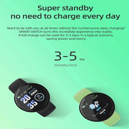 Montre intelligente unisexe D18Pro avec bracelet de fitness Bluetooth