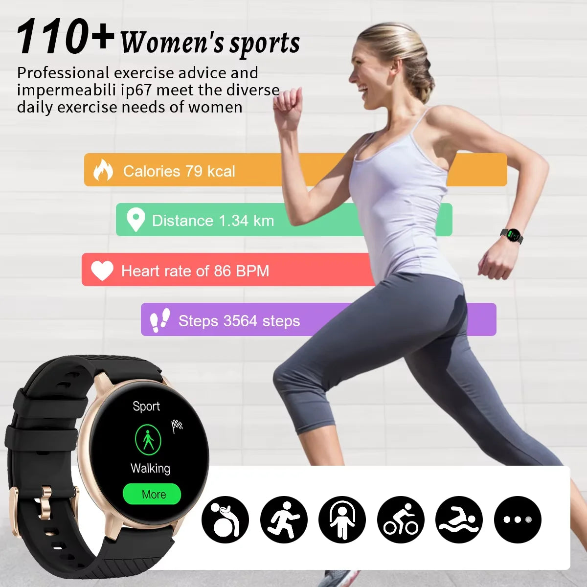 Women's Bluetooth Call Health Monitor Sports Smartwatch