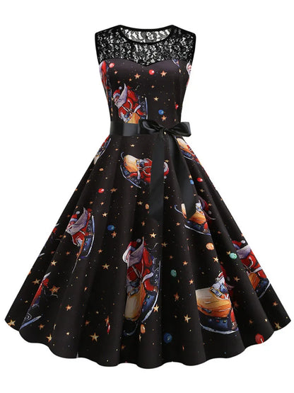 Lace Patchwork Retro Casual Dress