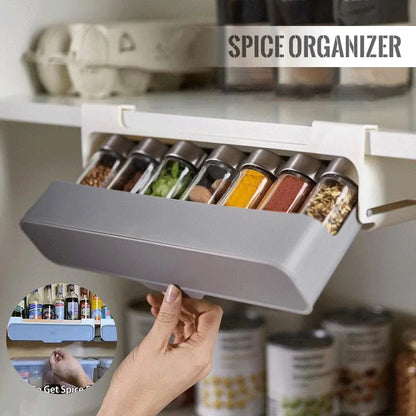 Wall-Mounted Spice Rack with Self-Adhesive Organizer