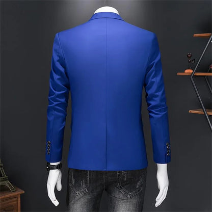 Blazer de bureau à bouton unique de longueur régulière pour hommes