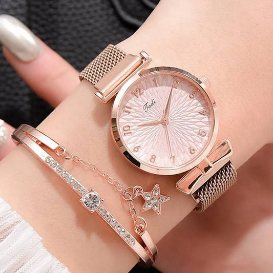 Damen-Armbanduhr mit magnetischem Quarzarmband