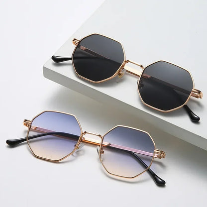 Retro Polygonal Metal Sunglasses
