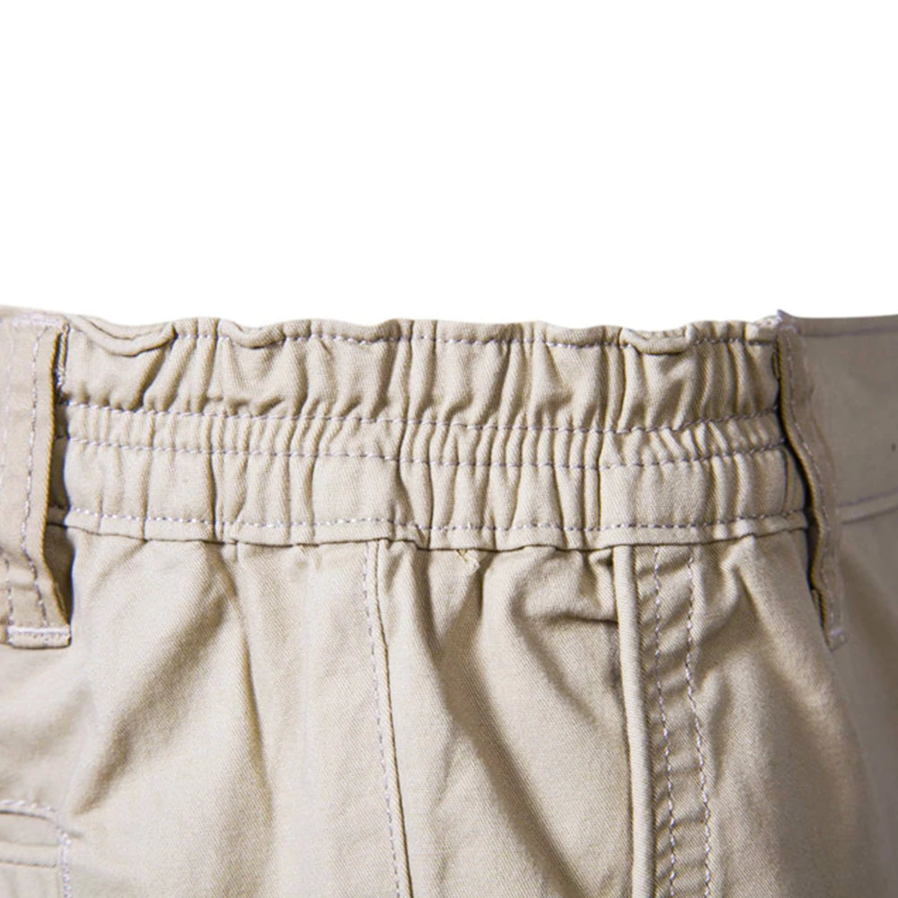 Short de plage uni en coton pour hommes, taille élastique de haute qualité