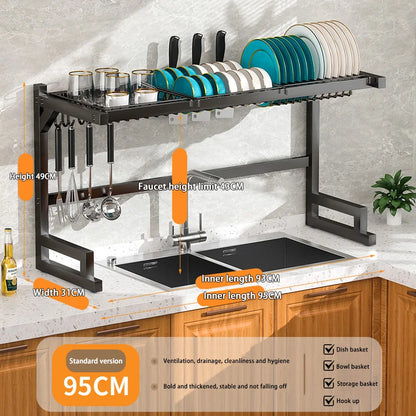 Adjustable Stainless Steel Over-Sink Dish Rack