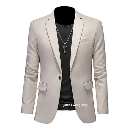 Blazer de bureau à bouton unique de longueur régulière pour hommes