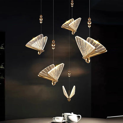 Lustre suspendu à LED papillon nordique