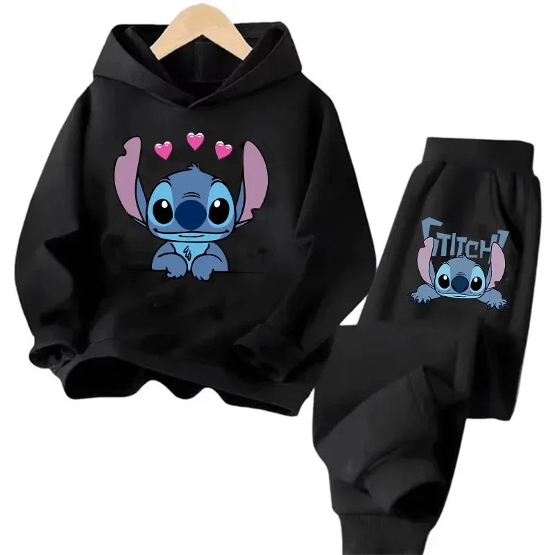 Kid's Stitch Anime Casual Hoodies Set