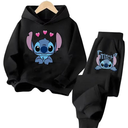 Kid's Stitch Anime Casual Hoodies Set