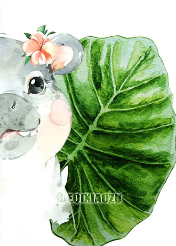 Peinture de dessin animé animal broderie diamant point de croix plante feuille