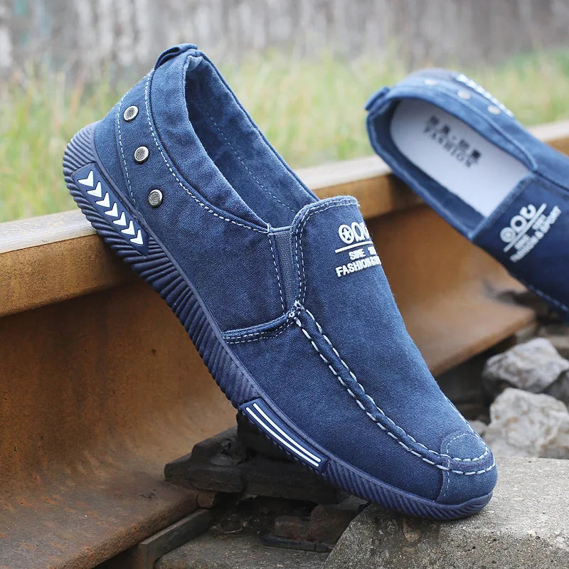 Men's Slip On Denim Canvas High Top Sneakers