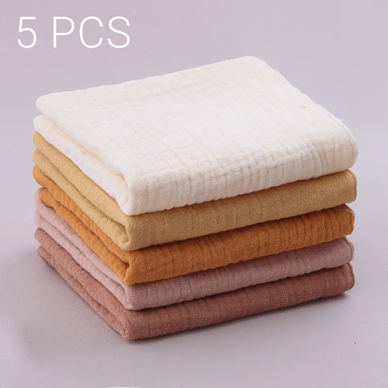 Ensemble de serviettes carrées en coton pour bébé, 5 pièces