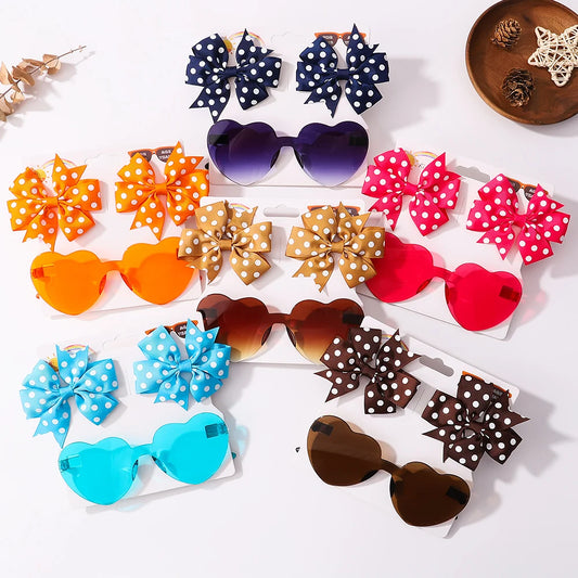 Hairpins & Heart Sunglasses Set