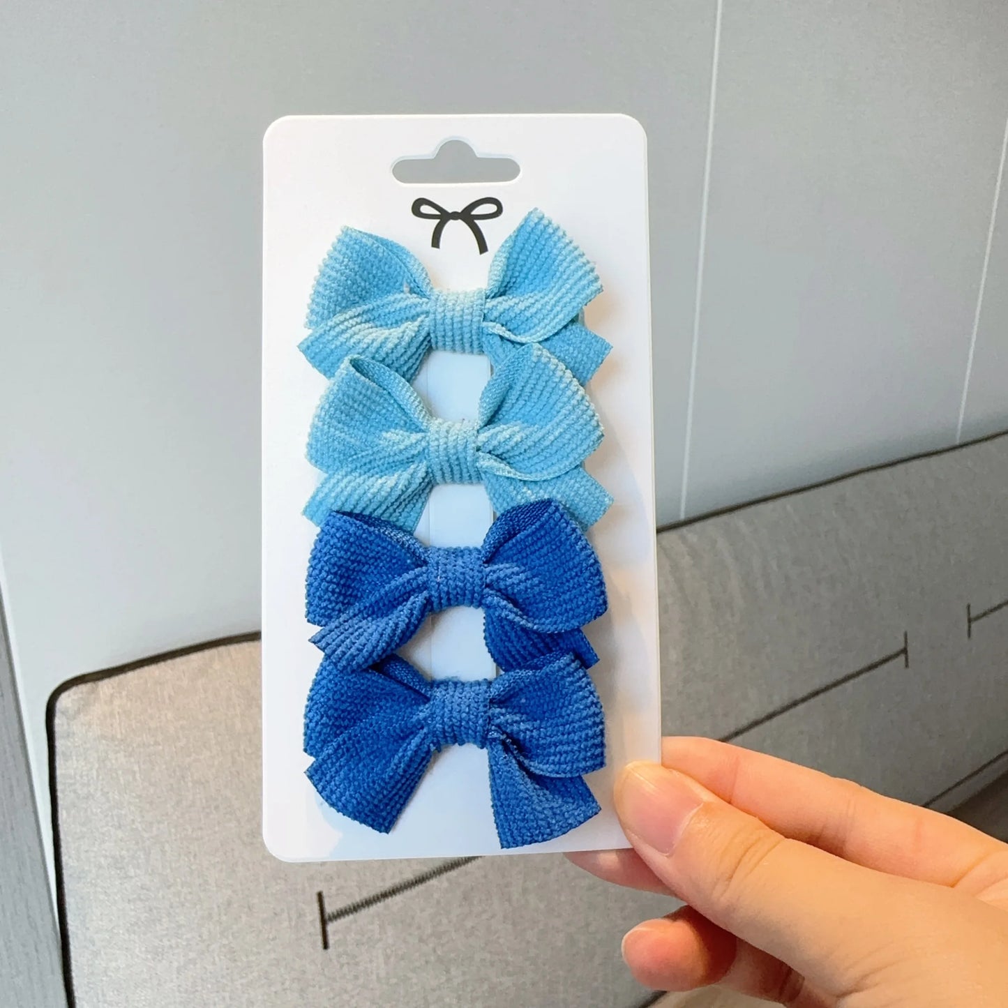 6/10pc Kids Solid Color Ribbon Bow Hair Clips