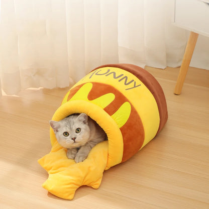Honey Jar Shape Plush Cat Bed