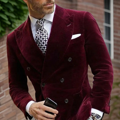 Blazer croisé en velours pour hommes