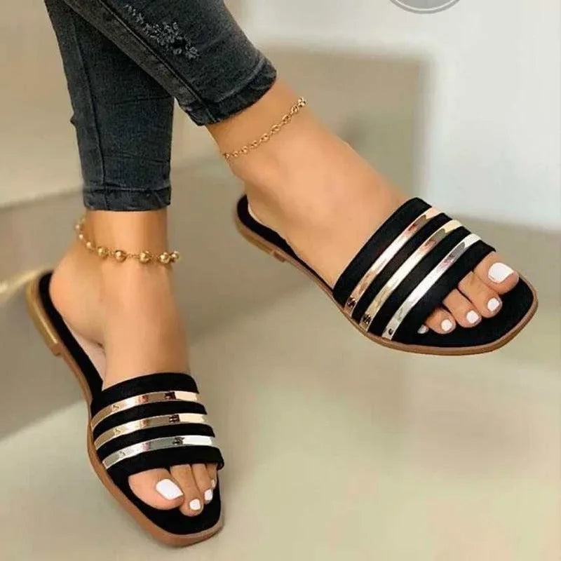 Women's Sequined Flat Sandals