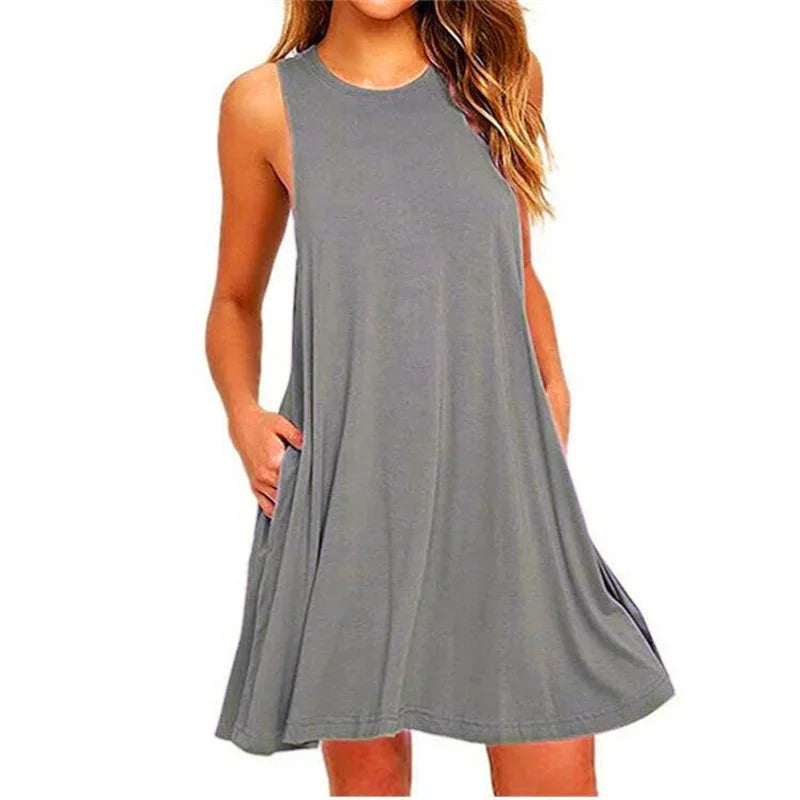 Summer Sleeveless Pleated Dress