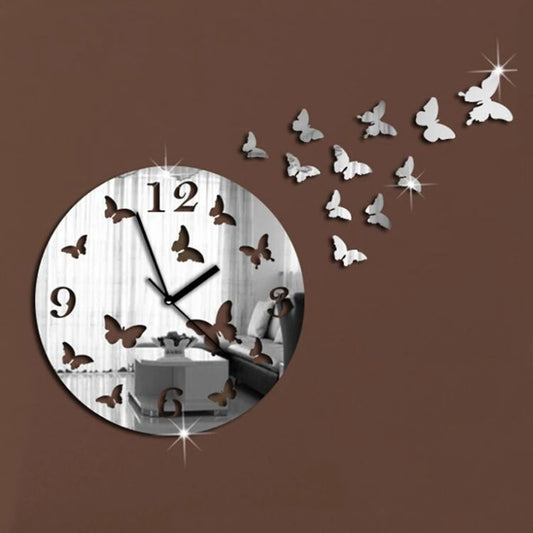 Modern Round 3D Butterfly Wall Clock