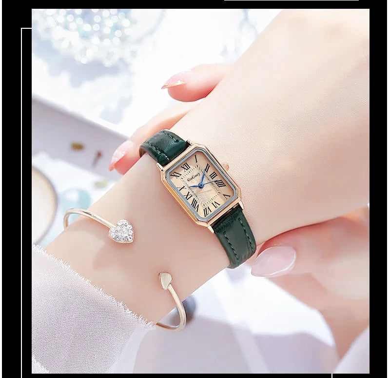 Women's Retro Digital Dial Square Leather Strap Watches