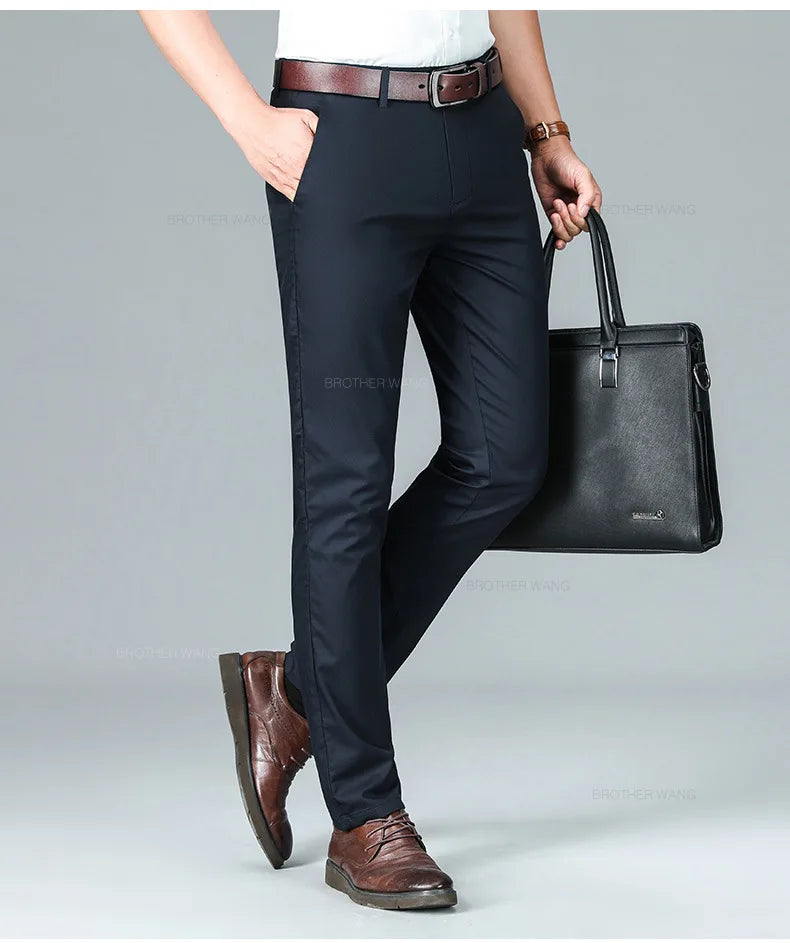 Pantalon d'attente élastique anti-rides doux pour hommes