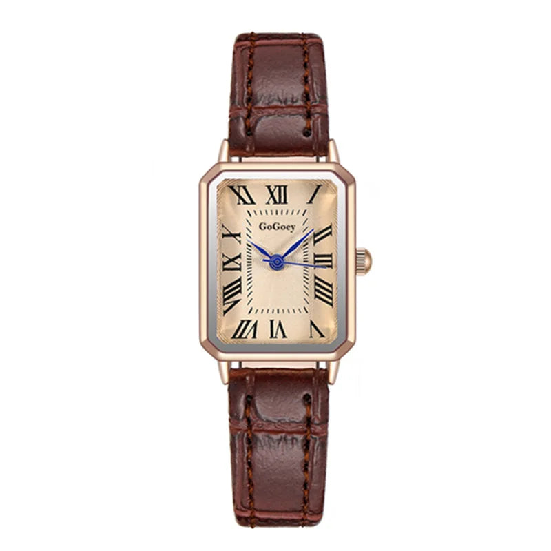 Women's Retro Digital Dial Square Leather Strap Watches