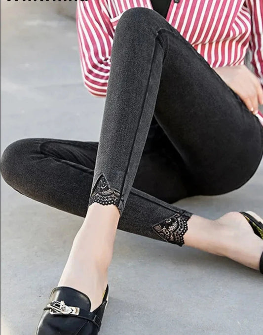 High Waist Stretch Denim Pants