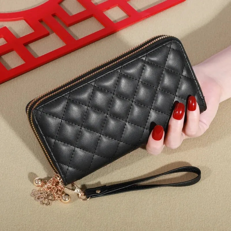 Women's Simple Sewing Line Zipper Coin Clutches