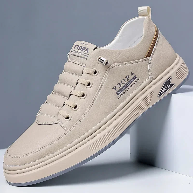 Men's Breathable Slip On Casual Leather Sneakers