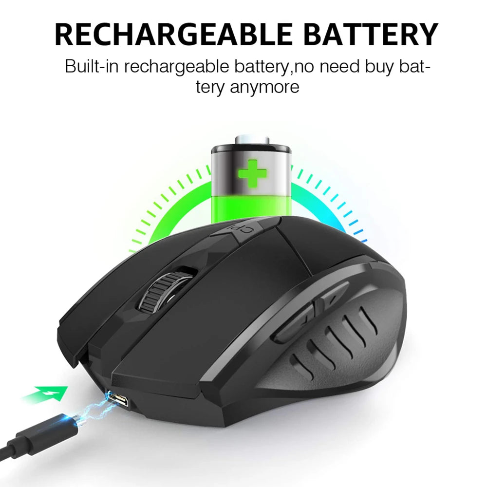 Bluetooth Rechargeable Wireless Mouse 2.4G PM6 Wireless Mouse - PC Laptop Tablet Gamer Mouse