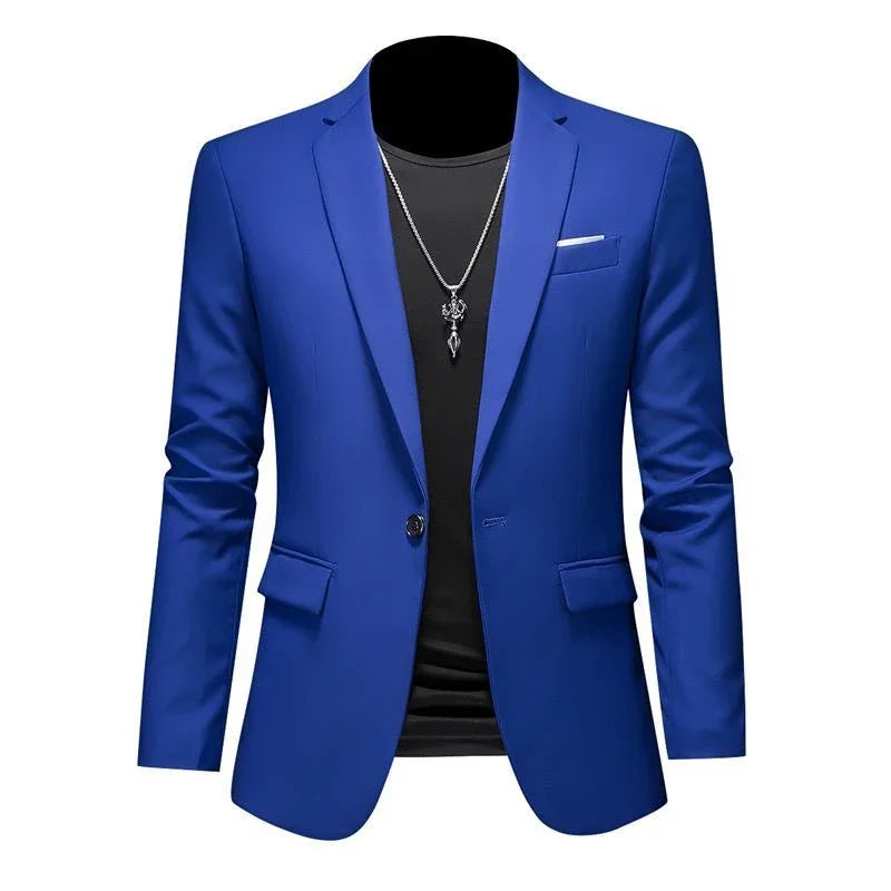 Blazer de bureau à bouton unique de longueur régulière pour hommes