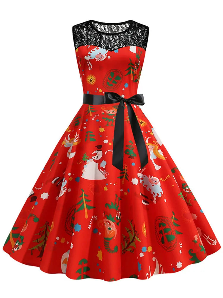 Lace Patchwork Retro Casual Dress