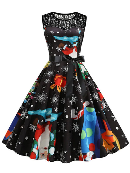 Lace Patchwork Retro Casual Dress