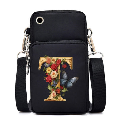 Kleine quadratische Umhängetasche aus Leder mit Buchstabenprint für Damen 