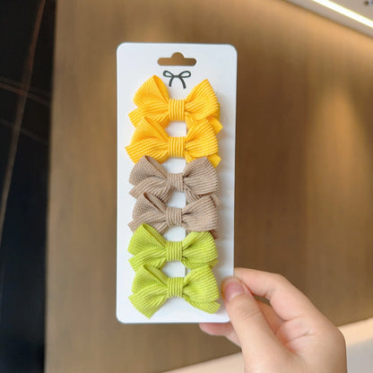 6/10pc Kids Solid Color Ribbon Bow Hair Clips