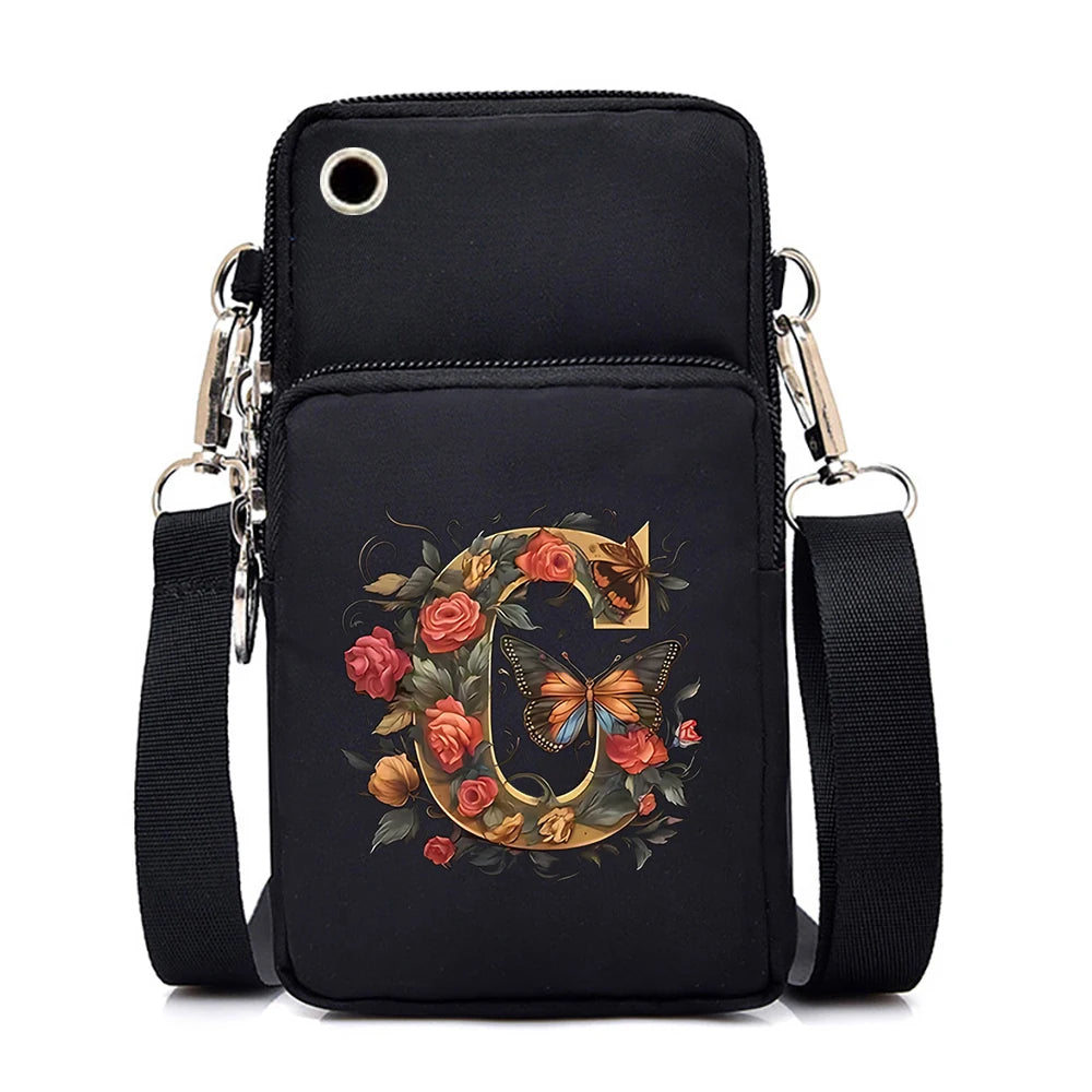 Kleine quadratische Umhängetasche aus Leder mit Buchstabenprint für Damen 