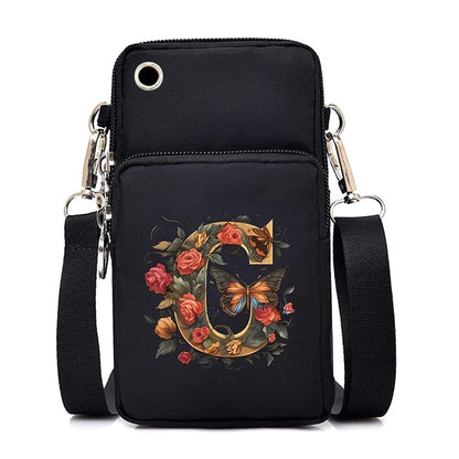 Kleine quadratische Umhängetasche aus Leder mit Buchstabenprint für Damen 