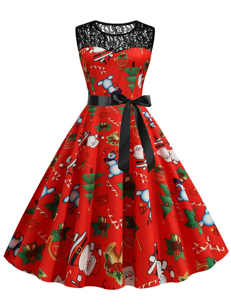 Lace Patchwork Retro Casual Dress