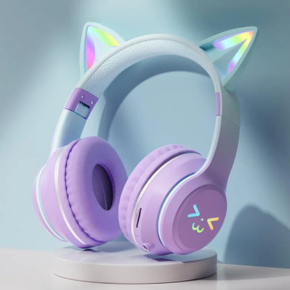 RGB Glow Cat Ear Gaming Headset  for Girls
