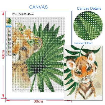 Peinture de dessin animé animal broderie diamant point de croix plante feuille