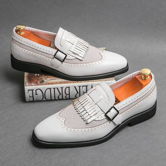Men's Handmade White Loafers
