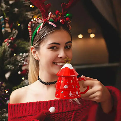 Tasse en céramique avec motif sapin de Noël et Père Noël