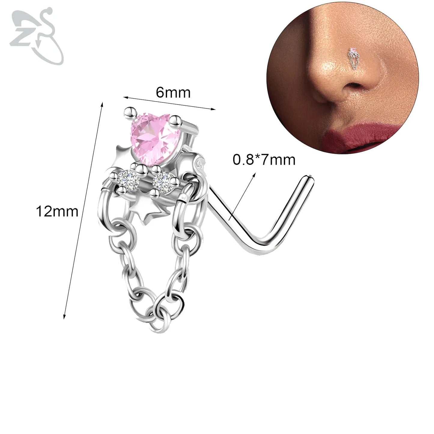 Anneaux de nez pendants en forme d'oeil de papillon pour femmes, 1 pièce